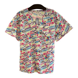 Women's Scrubstar Scrub Top White/Green Size 3X